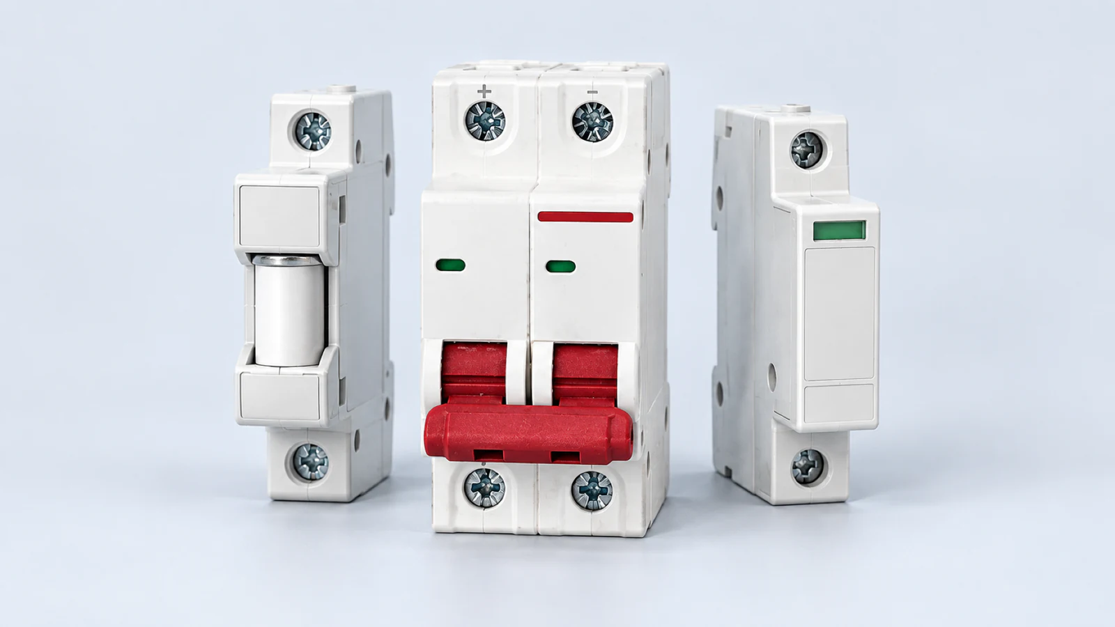 DC circuit breaker, fuse holder and surge protection module family