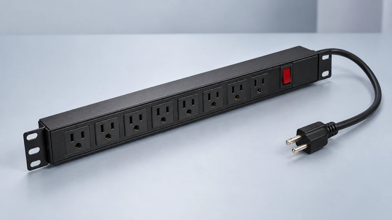 Eight-outlet rack power distribution unit with power cord