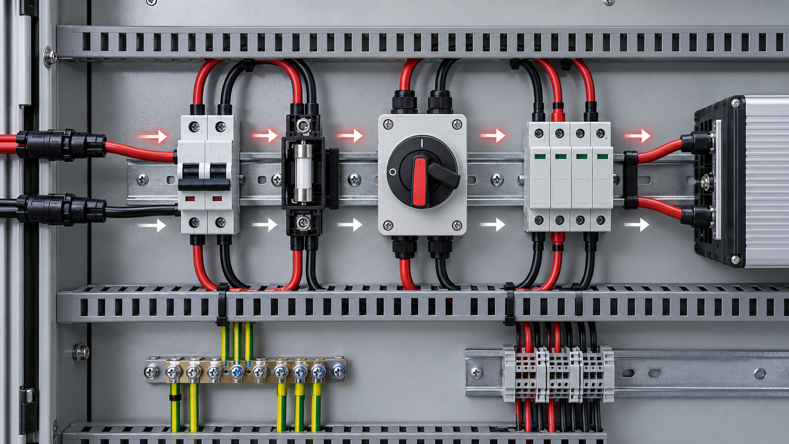 Illustrative DC protection workflow in an electrical cabinet