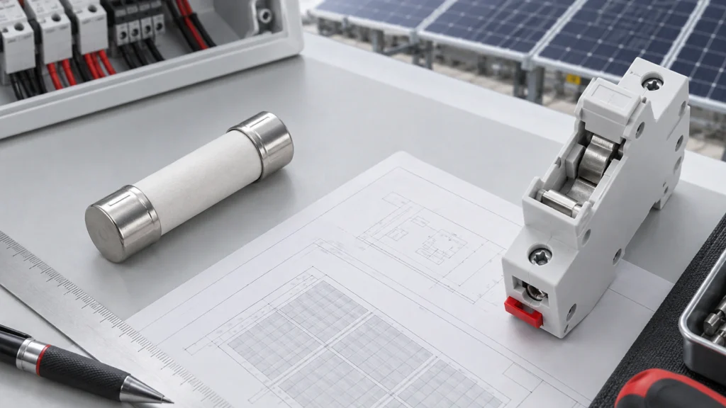 Element de siguranță generic de curent continuu și suport separat în contextul protecției sistemelor fotovoltaice