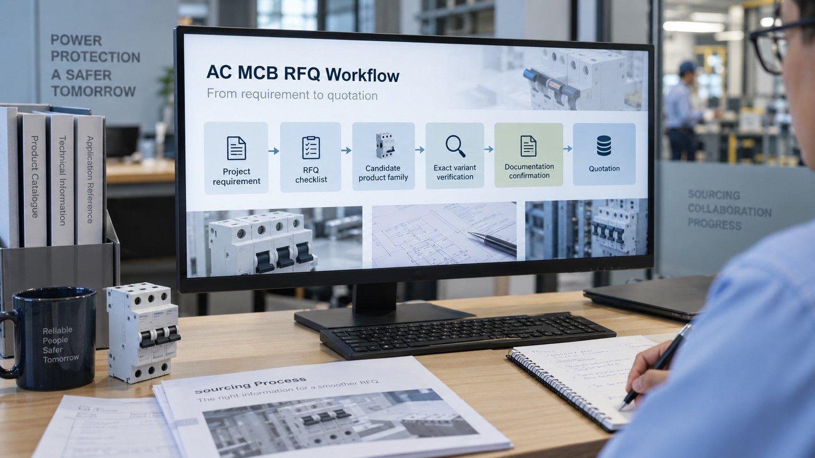 Conceptual AC MCB RFQ workflow from project requirement to quotation