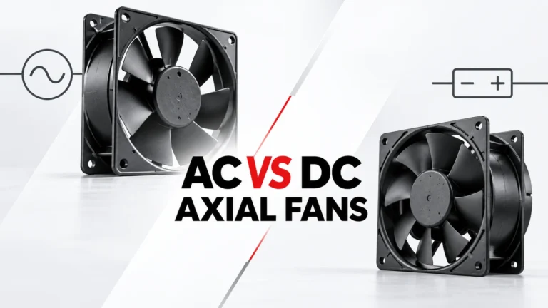 Comparação editorial entre sistemas de ventiladores de resfriamento axial CA e CC