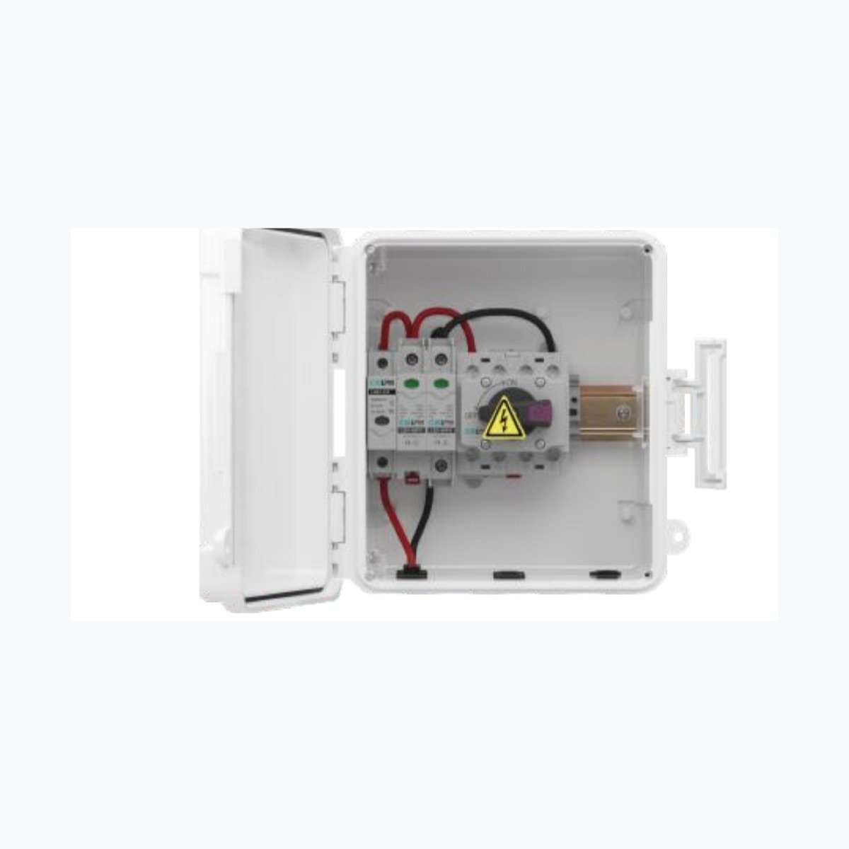 Open LQX-N 1000V DC PV combiner box with internal QS, surge protection and fuse components