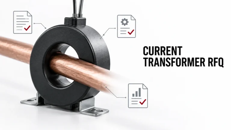 Editorial current transformer RFQ showing conductor window, instrument and measurement documents