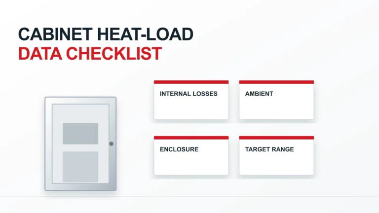 Electrical cabinet heat-load inventory with device-loss tags and environmental evidence cards
