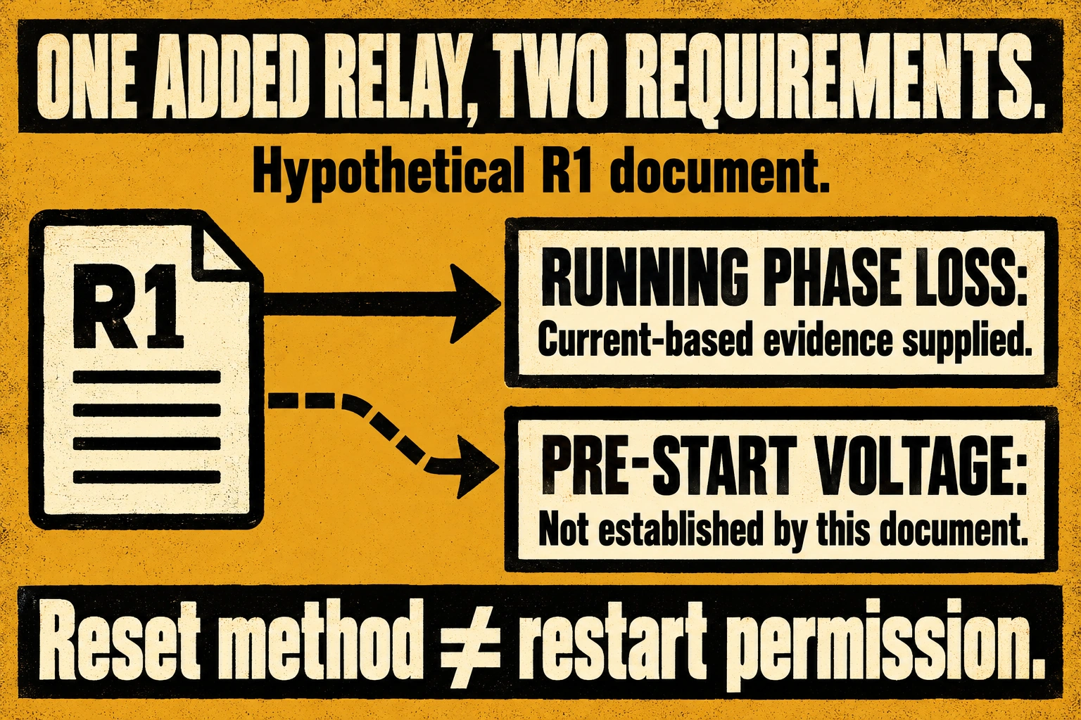 Hypothetical R1 documentation addresses current-based phase loss during running but does not establish a separate pre-start voltage condition.
