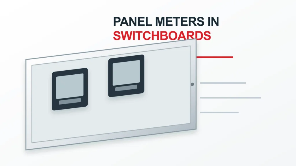 Editorial industrial switchboard with distinct local voltage and multifunction panel-meter positions