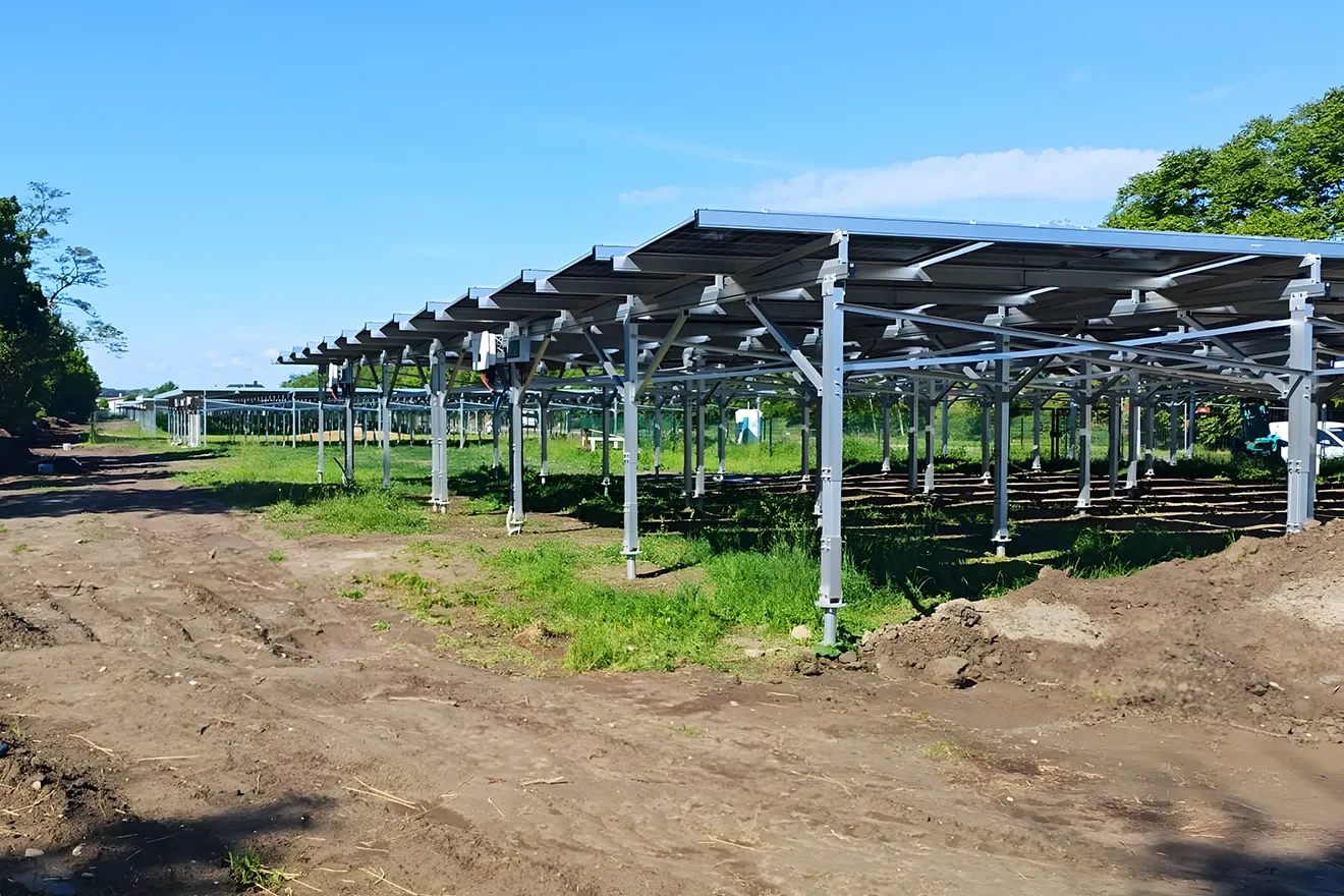 Solar panels installed above a car park