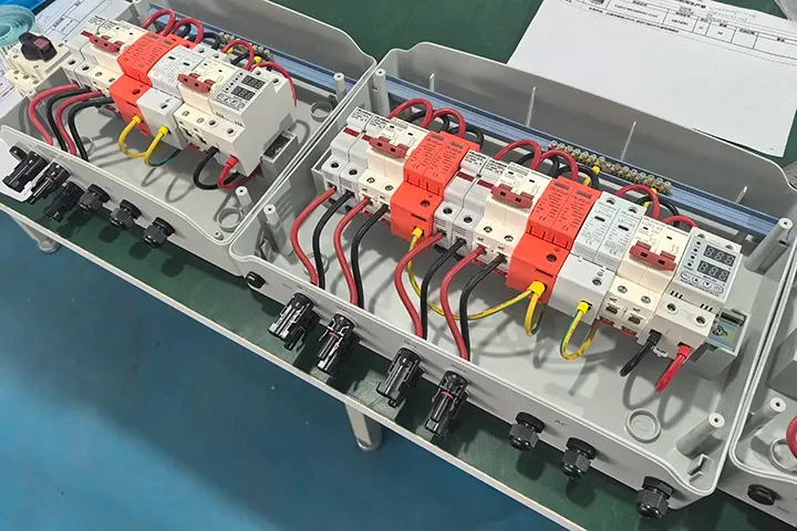 DC protection devices wired inside an electrical enclosure