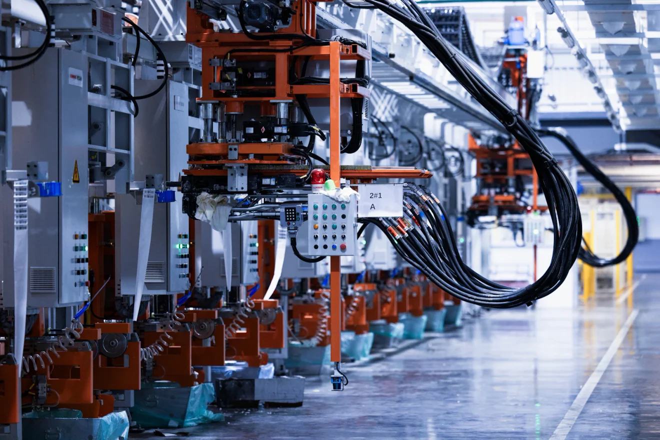 Industrial robotic equipment on a production line