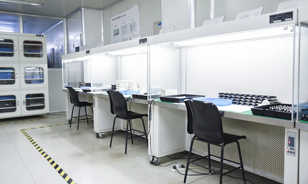 Measurement instruments arranged along laboratory test benches
