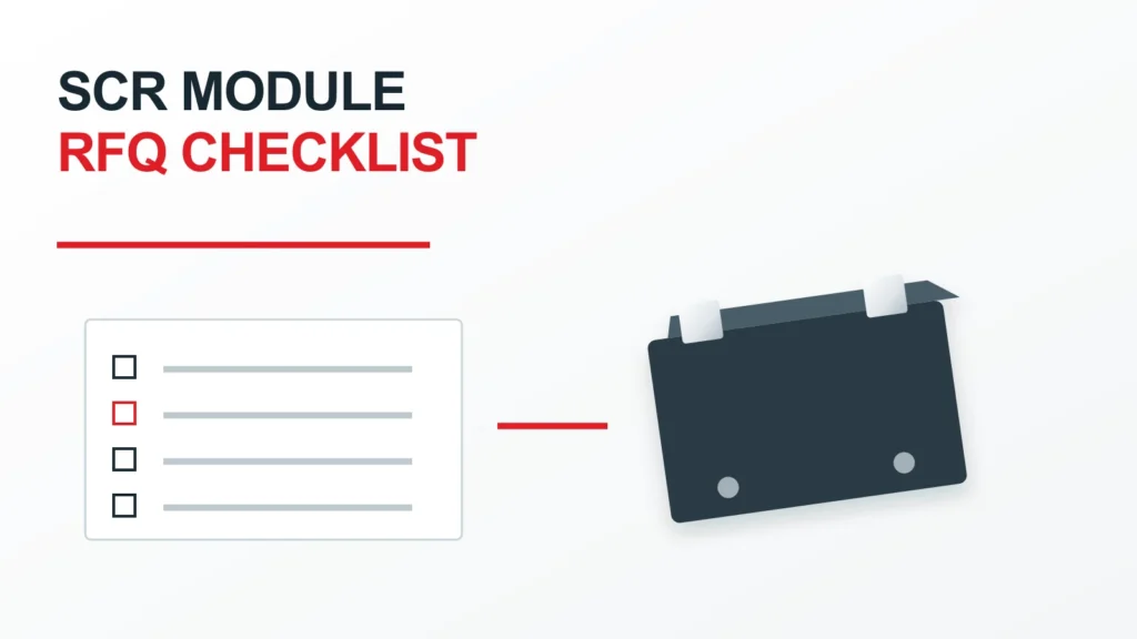 Editorial SCR module RFQ with gate signal, power path and cooling evidence cards