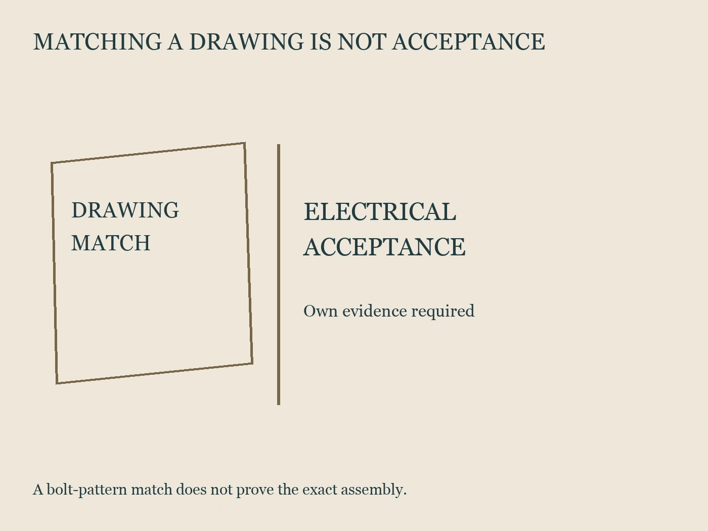 A tilted drawing record separated from the independent electrical acceptance question