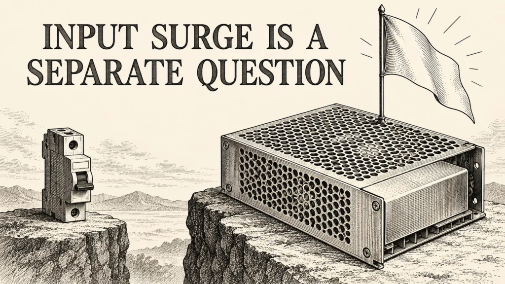 Engraved disconnected generic power supply and protective device on separate ledges